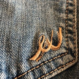 Denim Pencil Skirt w/ Button Front